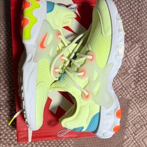 Nike React Presto Kids Neon Yellow and Orange Sneakers